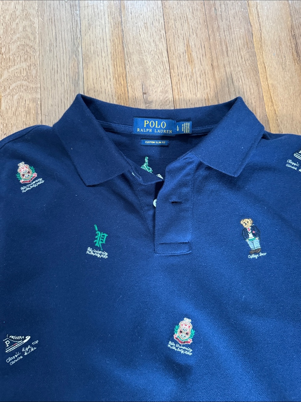 Polo by Ralph Lauren Navy Embroidered Crest & Bear Polo